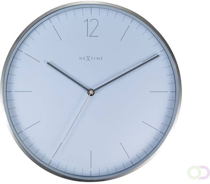 NeXtime Wandklok Ã 34 cm Glas Metaal Elegant Wit 'Essential Silver'